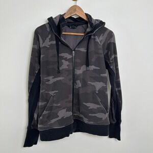 Athleta Hoodie Women Triumph Gray Camo Zip-Up Medium Jacket‎ (flaws)